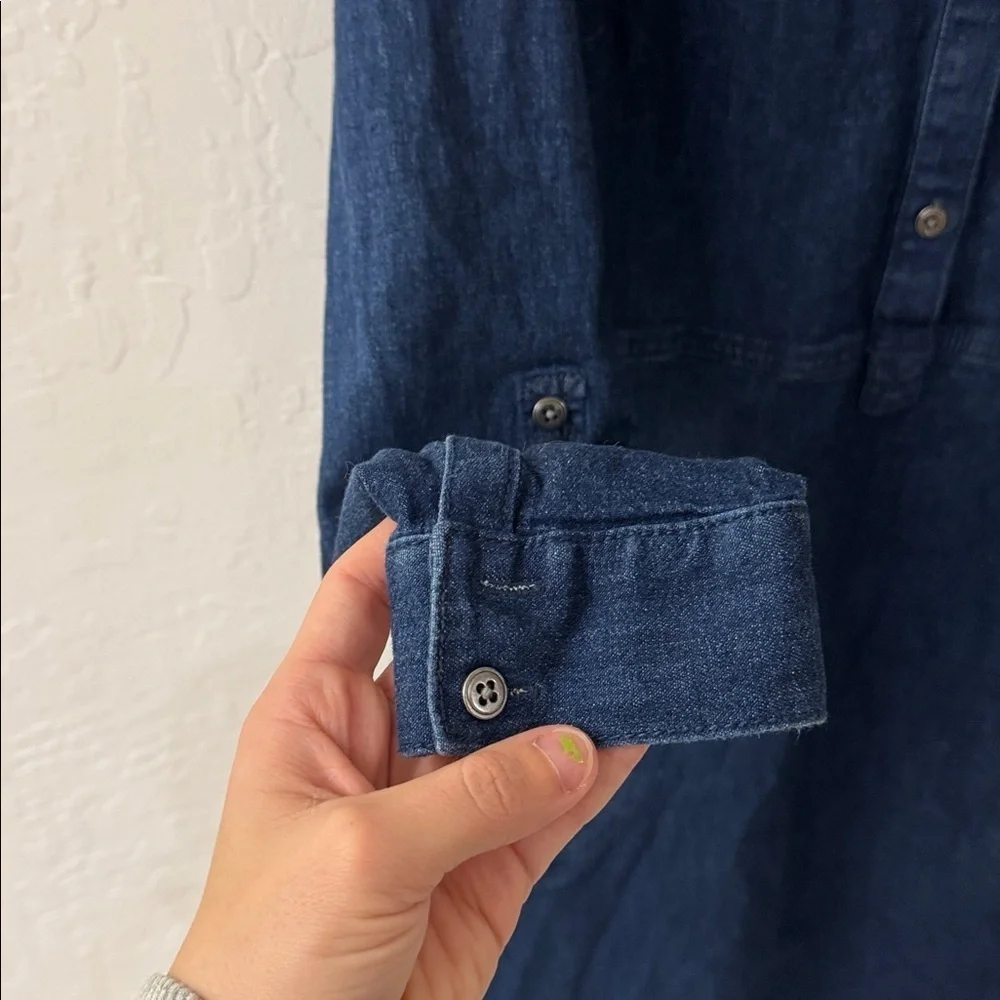 J. JILL DENIM Shirt Dress Size XS Roll Tab Sleeve Pockets Women’s - Picture 4 of 6